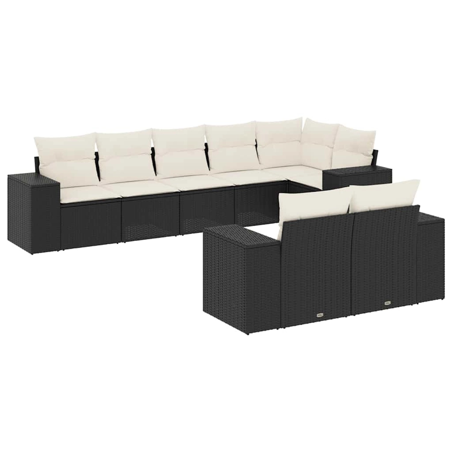 vidaXL 8-Tlg Garten-Sofagarnitur mit Kissen Schwarz Poly Rattan 3255153 günstig online kaufen