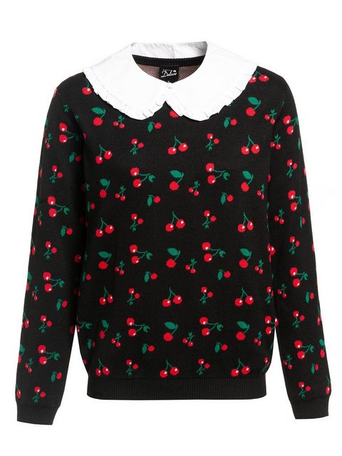 Pussy Deluxe Cherries Damen Strickpullover schwarz allover günstig online kaufen