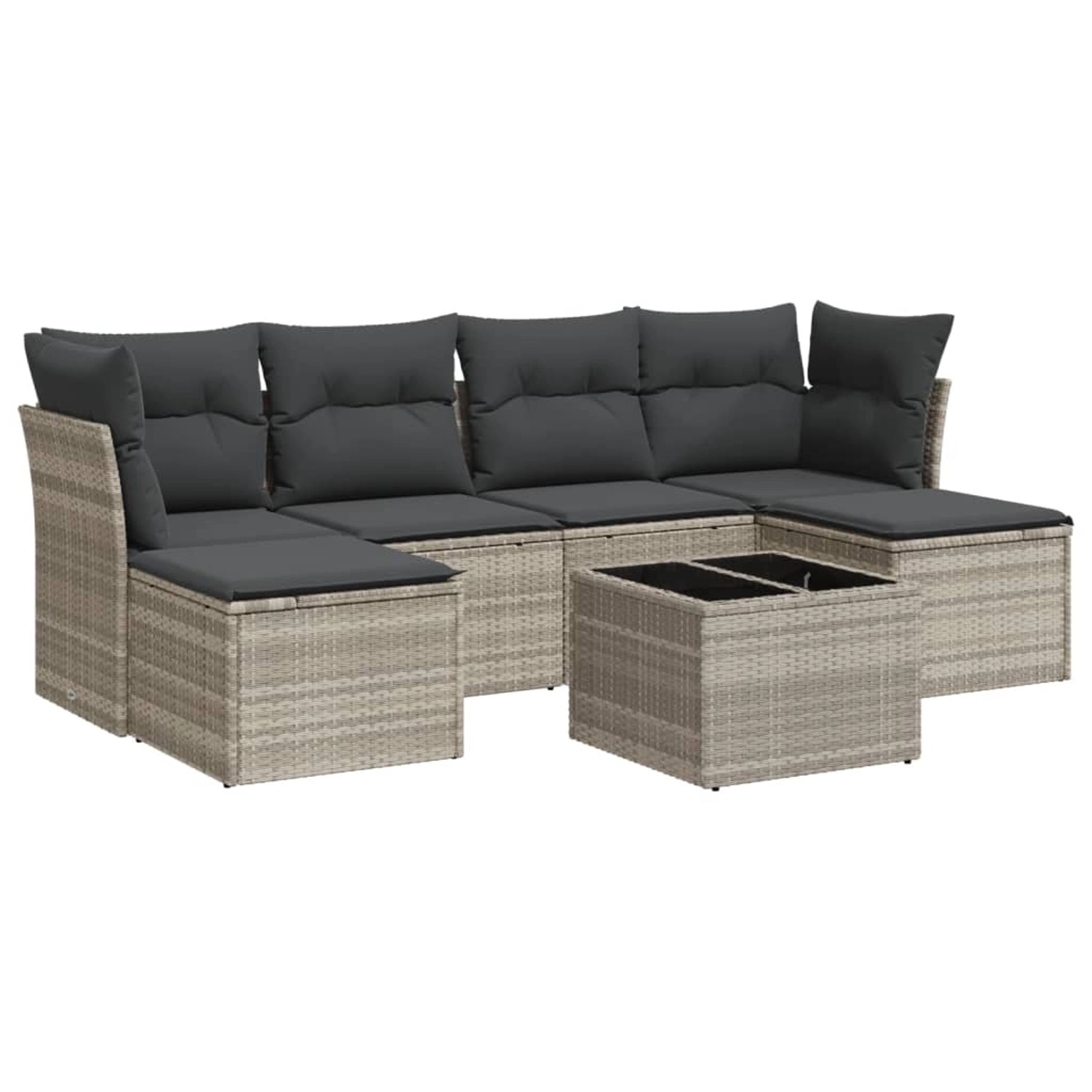 vidaXL 7-Tlg Garten-Sofagarnitur mit Kissen Hellgrau Poly Rattan 3249861 günstig online kaufen