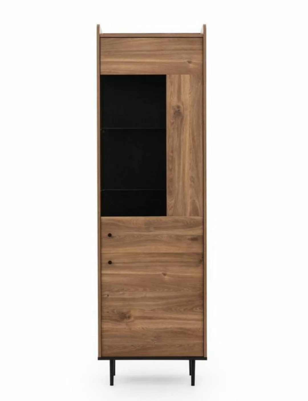 Furnix Standvitrine VASINIE Hochvitrine mit 2 Türen Brandy-Castello-Holz Lo günstig online kaufen