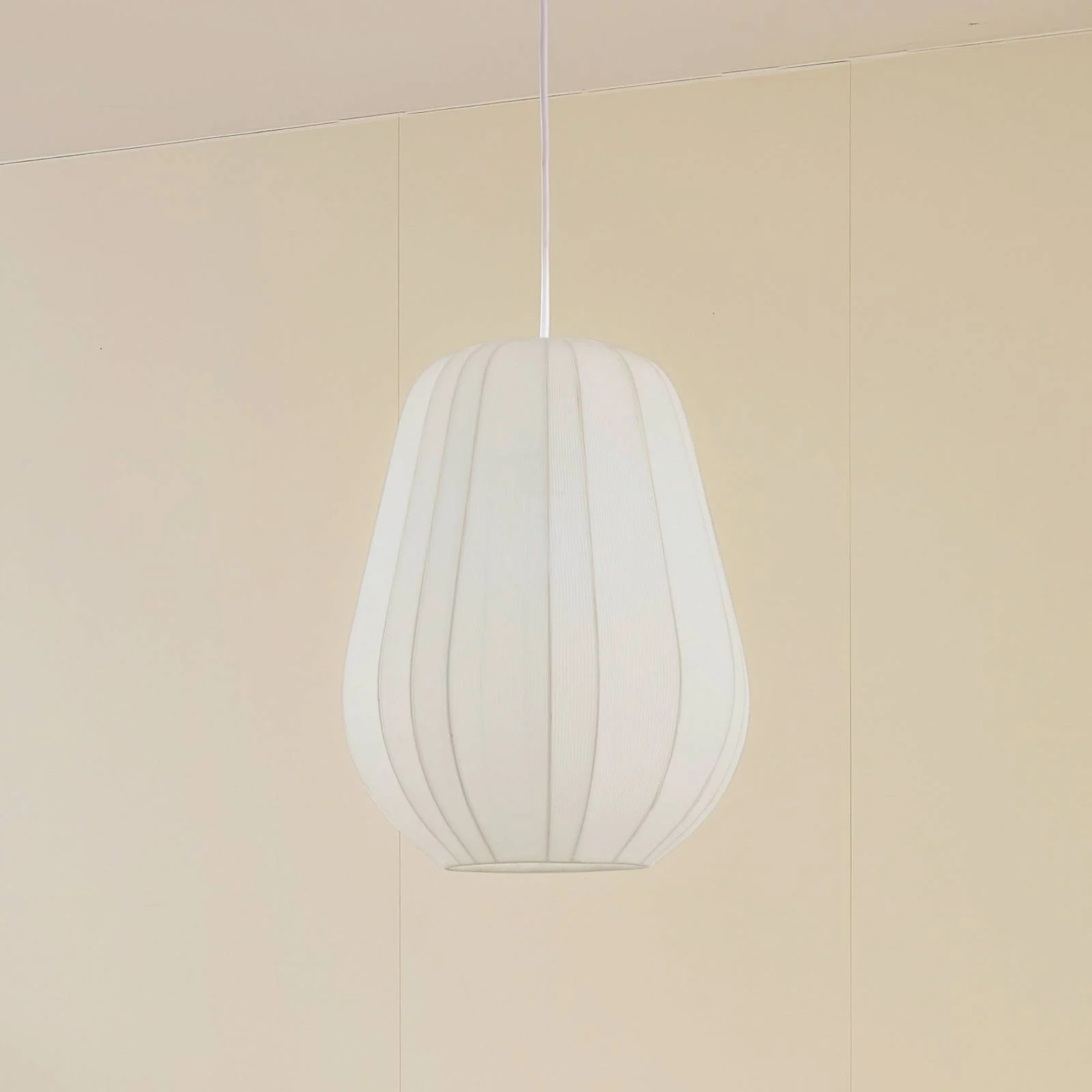 Lindby Hängeleuchte Helin, weiß, Ø 30 cm, Stoff günstig online kaufen