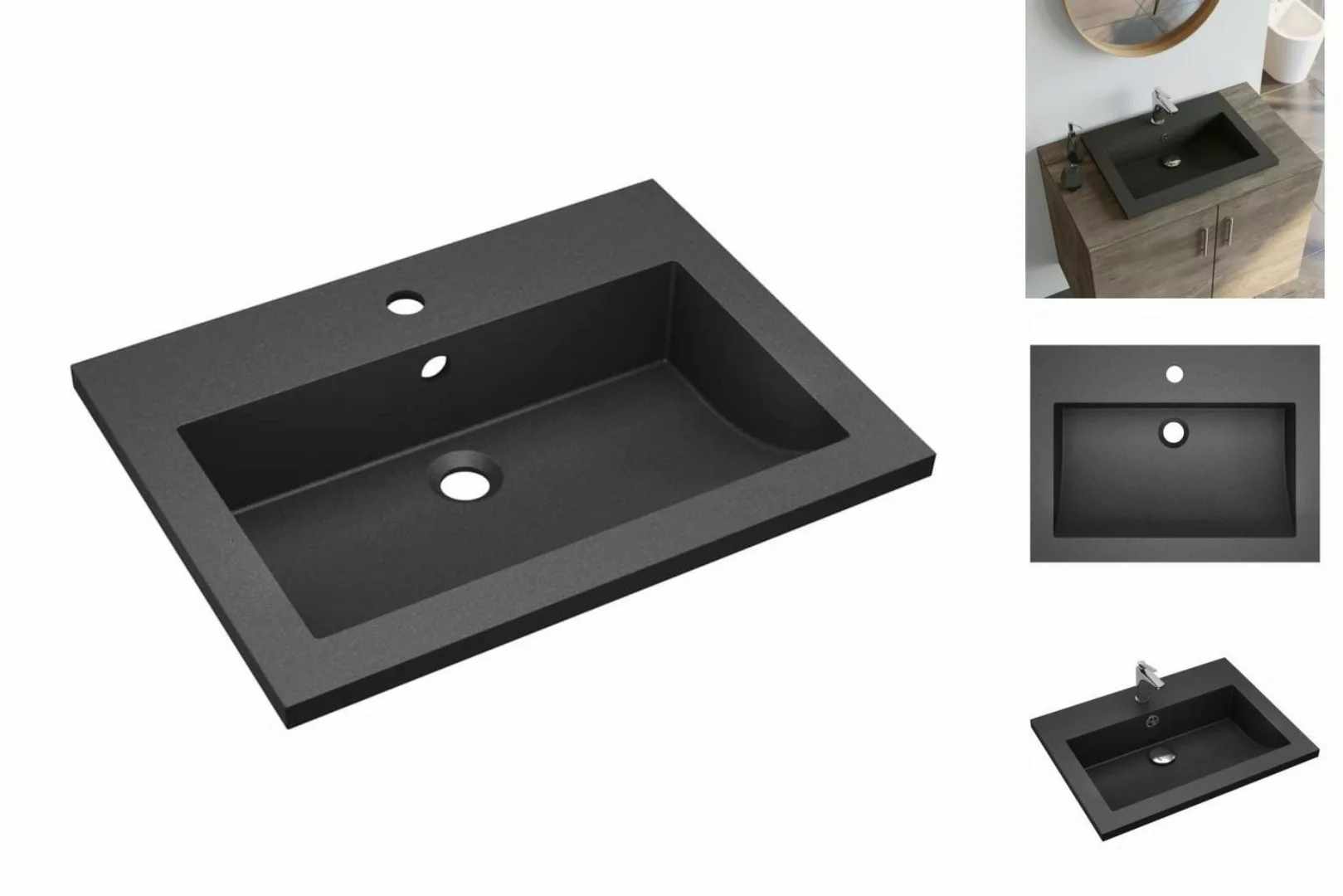 vidaXL Waschbeckenschrank Granitbecken 600450120 mm Schwarz günstig online kaufen