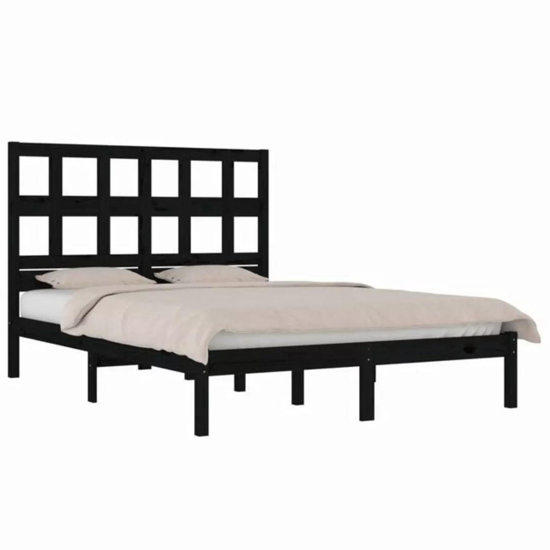 vidaXL Bettgestell Massivholzbett Schwarz Kiefer 200x200 cm Bett Bettgestel günstig online kaufen