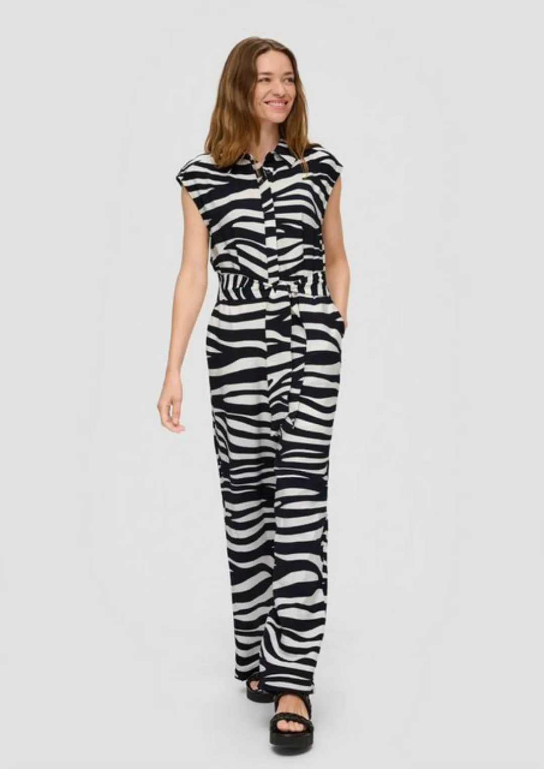 s.Oliver Overall Ärmelloser Jumpsuit aus Viskose mit Bindegürtel günstig online kaufen