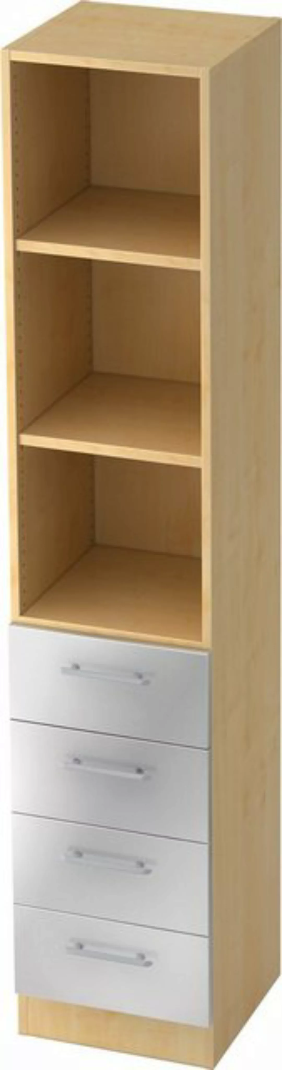 bümö Aktenschrank office Schubladen Kombi - 4 Schübe Dekor: Ahorn/Silber - günstig online kaufen