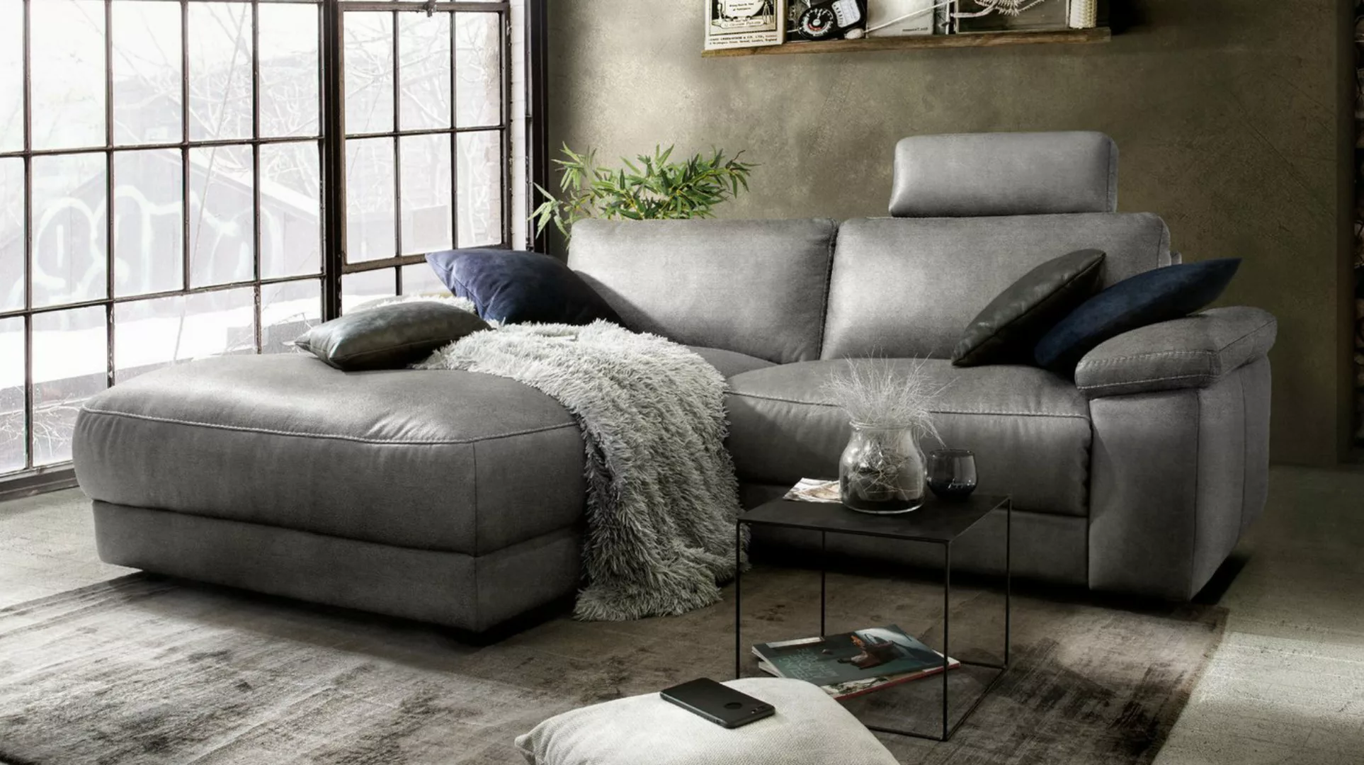 KAWOLA Ecksofa LOLA, Sofa Stoff od. Leder, Recamiere rechts od. links, vers günstig online kaufen