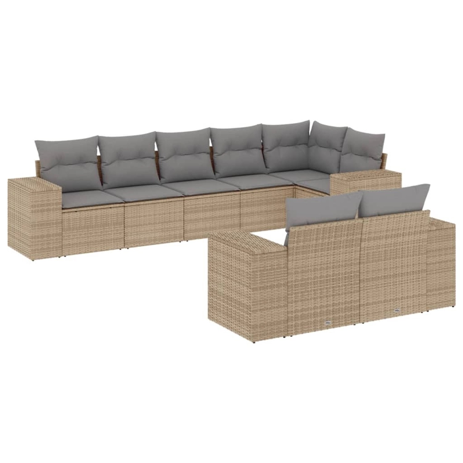 vidaXL 8-Tlg Garten-Sofagarnitur mit Kissen Beige Poly Rattan 3222818 günstig online kaufen