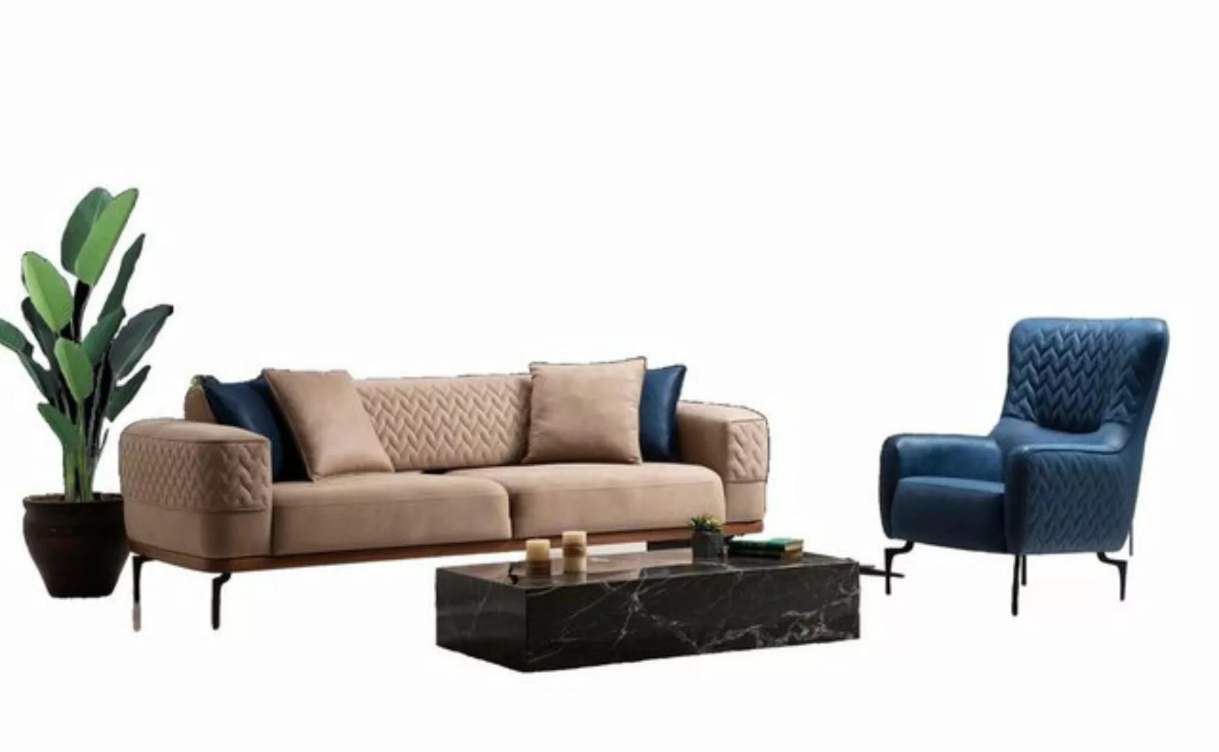 JVmoebel Sofa Sofagarnitur Sofa Luxus Garniur Sofas Sessel 3+1 Sitzer Moder günstig online kaufen