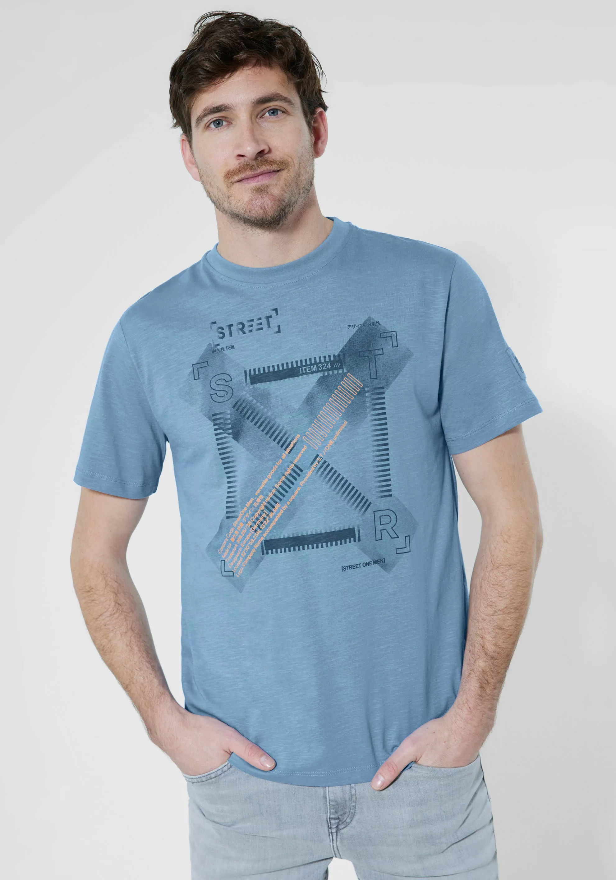 STREET ONE MEN T-Shirt, mit coolen Frontprint günstig online kaufen