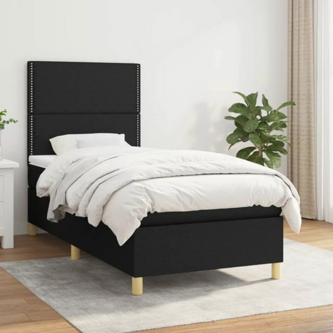 vidaXL Boxspringbett Boxspringbett mit Matratze Schwarz 80x200 cm Stoff Bet günstig online kaufen