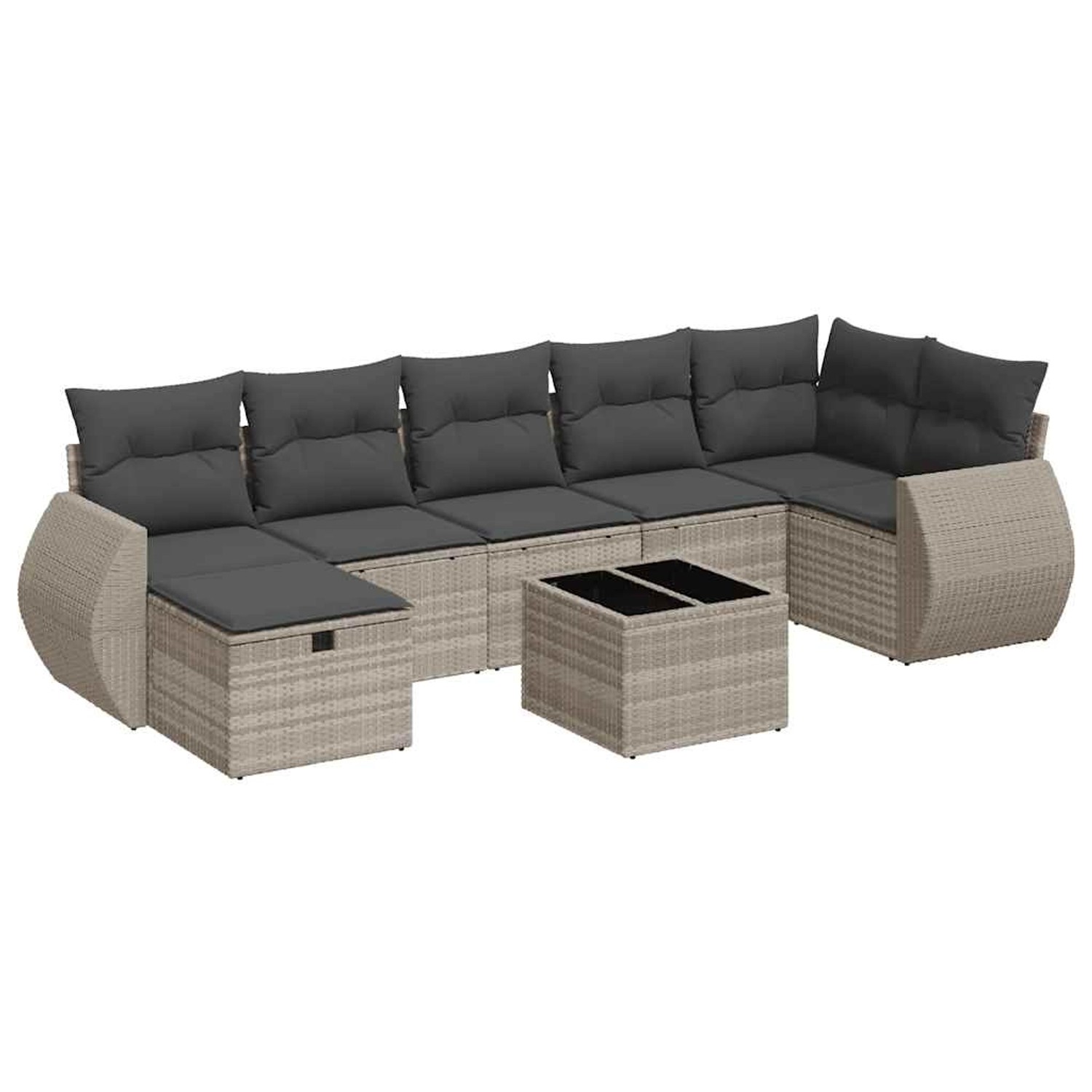 vidaXL 8-Tlg Garten-Sofagarnitur mit Kissen Hellgrau Poly Rattan 3325618 günstig online kaufen