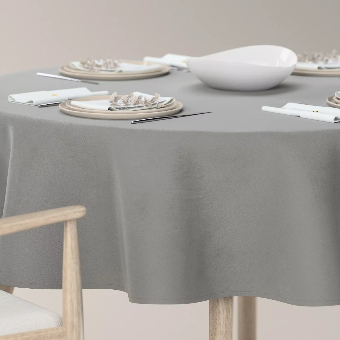 Runde Tischdecke, beige-grau, Crema (179-10) günstig online kaufen