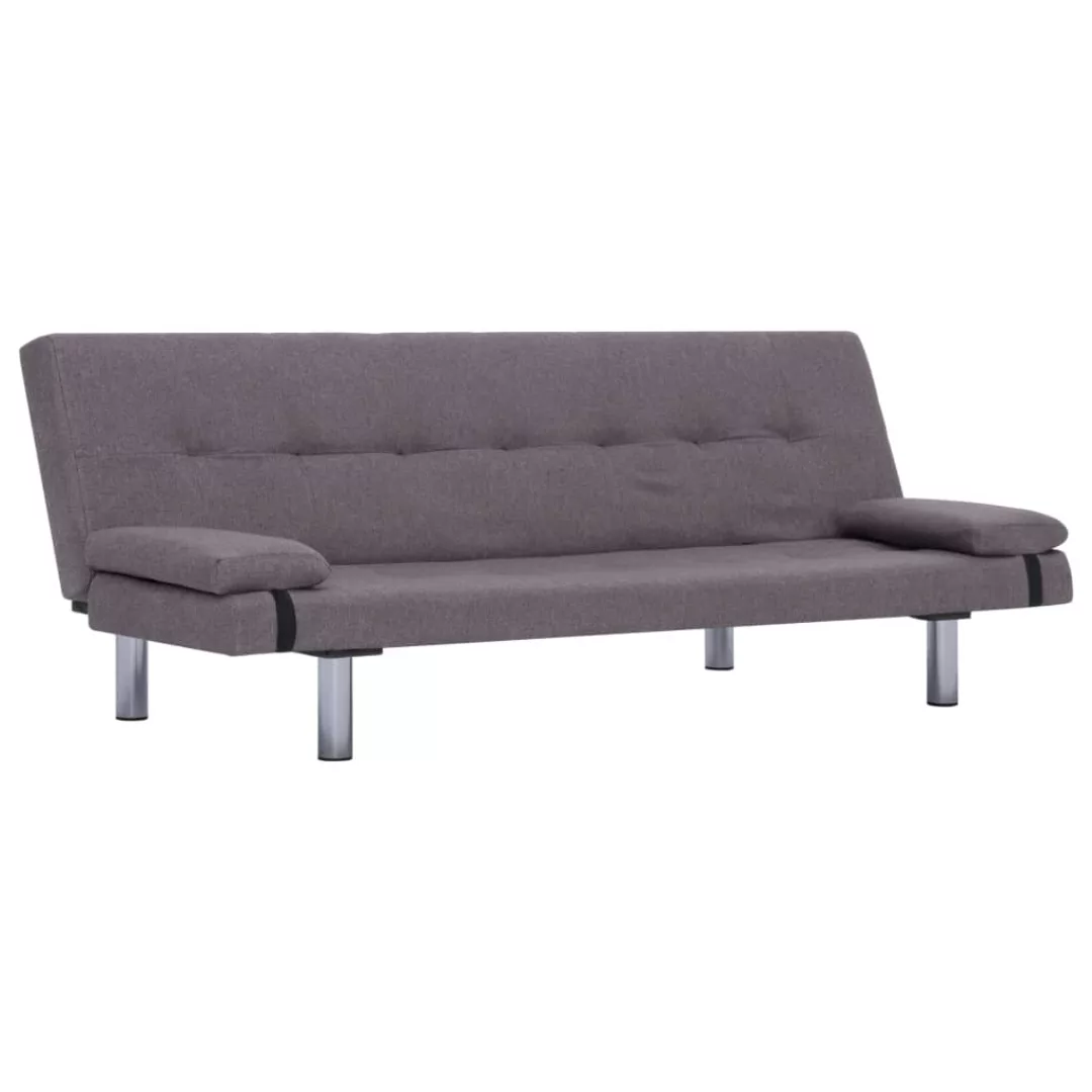 Schlafsofa Mit Zwei Kissen Taupe Polyester günstig online kaufen