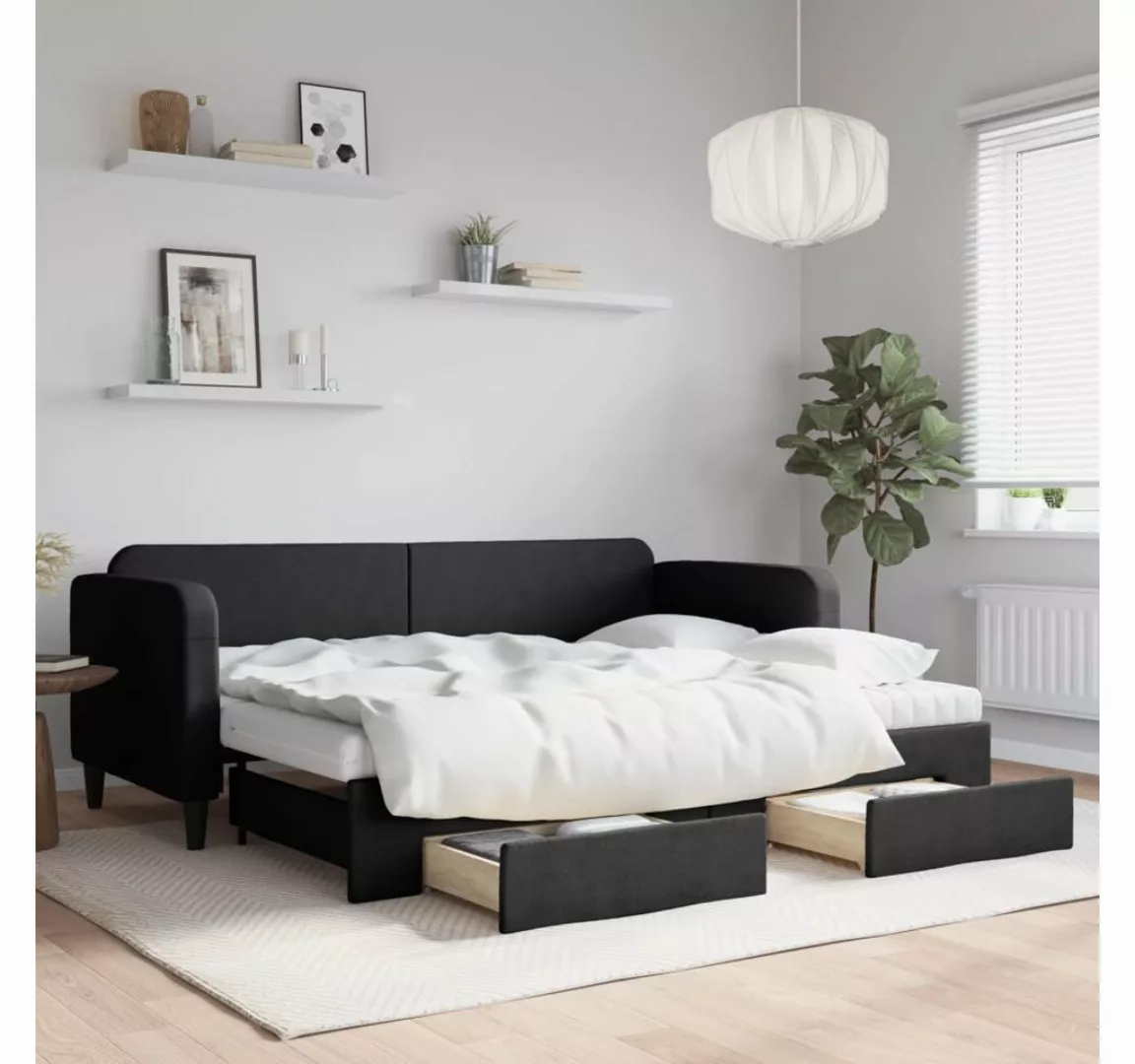 vidaXL Gästebett Gästebett Tagesbett Ausziehbar mit Schubladen Schwarz 80x2 günstig online kaufen