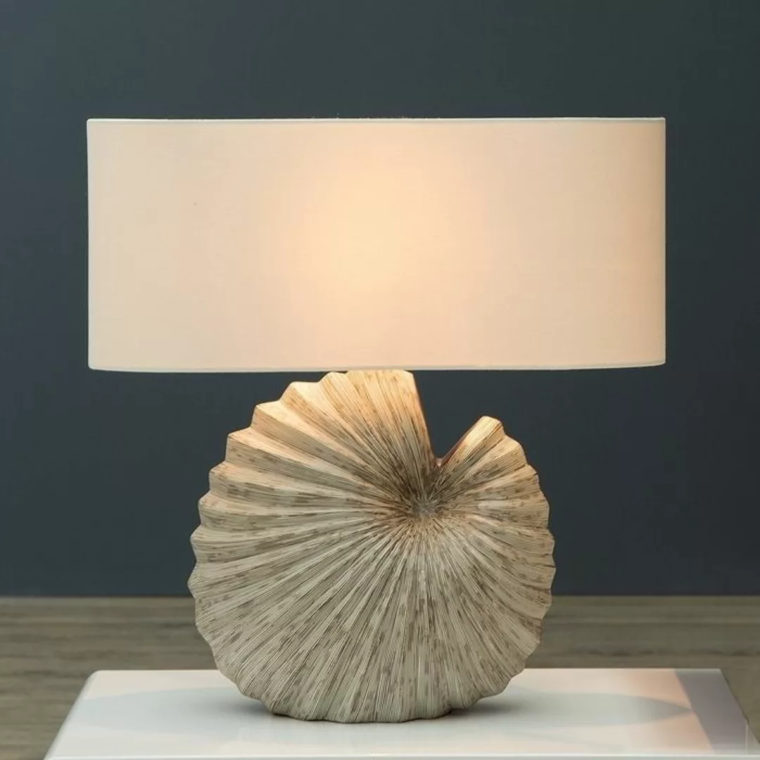 Tischlampe CONCHA Beige mit beige-braunem Keramikfu? in Muschelform 55cm H? günstig online kaufen