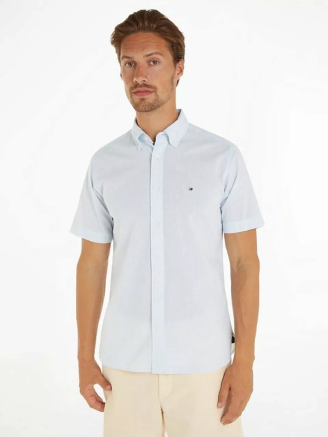 Tommy Hilfiger Kurzarmhemd W-CO/LI FAKE SOLID RF SHIRT ganz fein gestreift günstig online kaufen