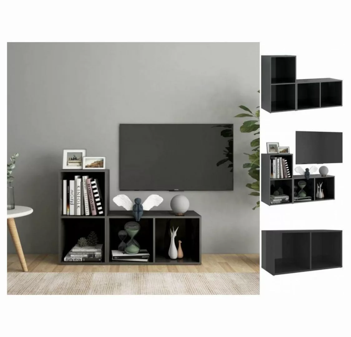 vidaXL TV-Schrank TV-Schränke 2 Stk Hochglanz-Grau 72x35x36,5 cm Spanplatte günstig online kaufen