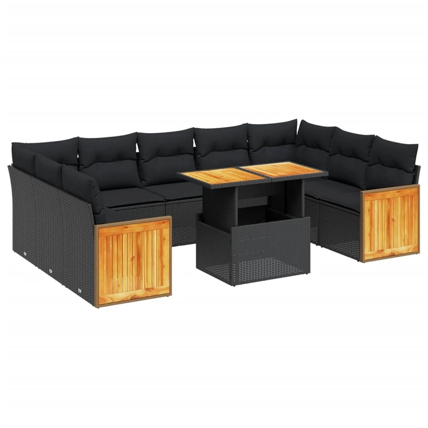 vidaXL 10-Tlg Garten-Sofagarnitur mit Kissen Schwarz Poly Rattan 3274100 günstig online kaufen
