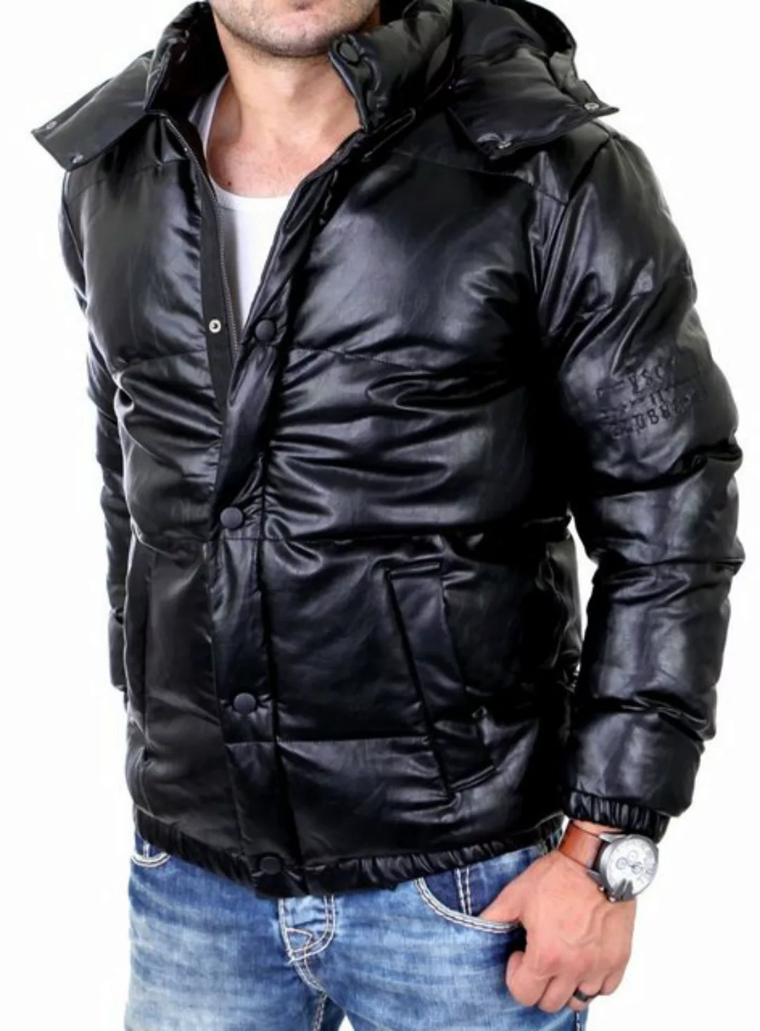 VSCT Winterjacke VSCT Winterjacke Herren Padded Lederblouson Kapuze warme g günstig online kaufen