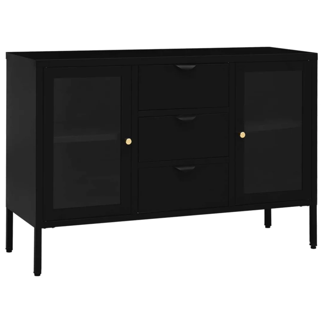 Sideboard Schwarz 105x35x70 Cm Stahl Und Hartglas günstig online kaufen