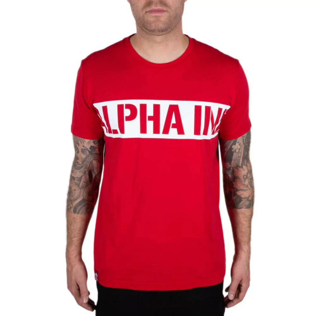 Alpha Industries Printed Stripe Kurzärmeliges T-shirt L Speed Red günstig online kaufen