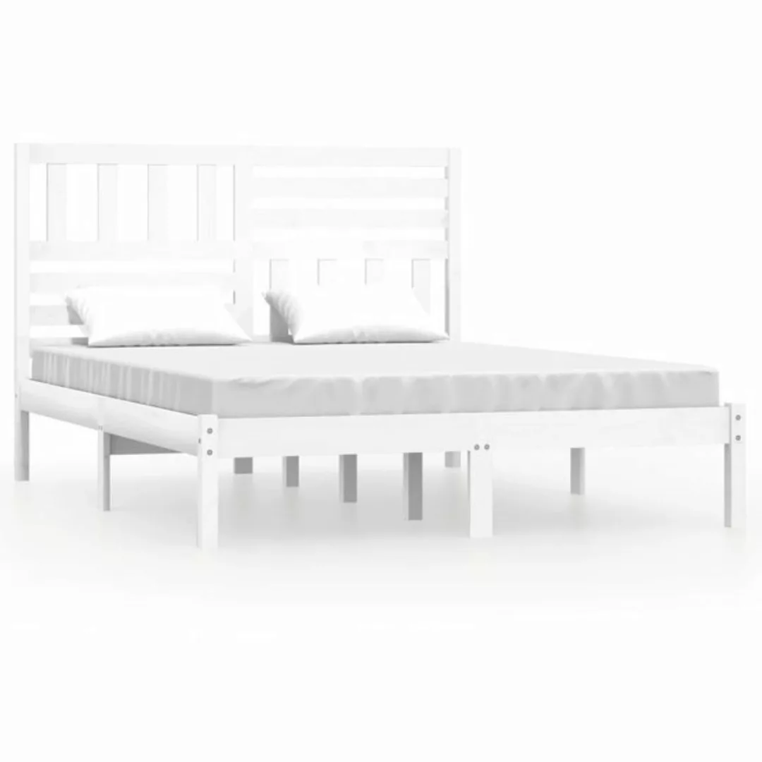 vidaXL Bettgestell Massivholzbett Weiß Kiefer 160x200 cm Doppelbett Bett Be günstig online kaufen