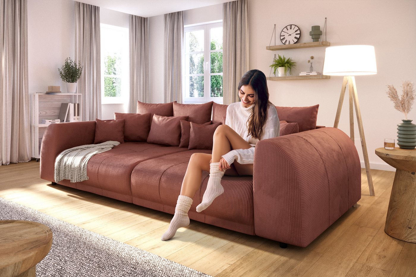 S-Style Möbel Schlafsofa Levana 5 Sitzer Boxspringfederung Lounge Sofa in C günstig online kaufen