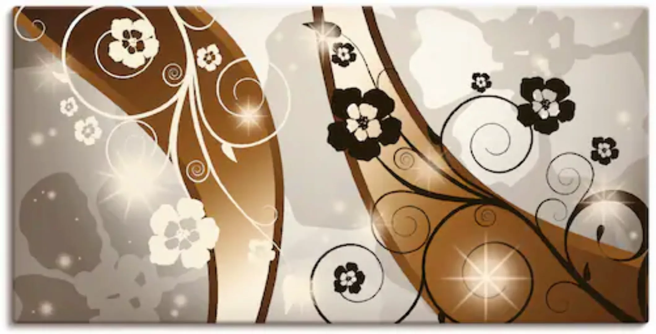 Artland Wandbild "Braune Wirbel mit Blumen", Muster, (1 St.) günstig online kaufen