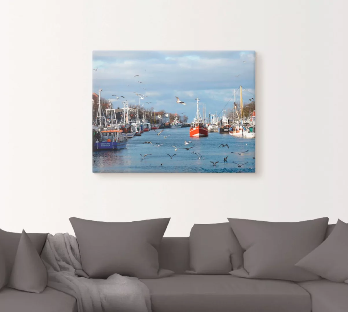 Artland Leinwandbild »Alter Strom in Warnemünde«, Boote & Schiffe, (1 St.), günstig online kaufen