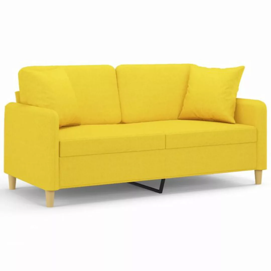 vidaXL Sofa, 2-Sitzer-Sofa mit Zierkissen Hellgelb 140 cm Stoff günstig online kaufen