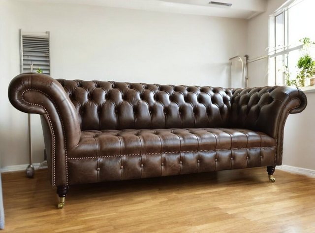 JVmoebel Chesterfield-Sofa Chesterfield Polster Sofas Klassischer Leder 3 S günstig online kaufen