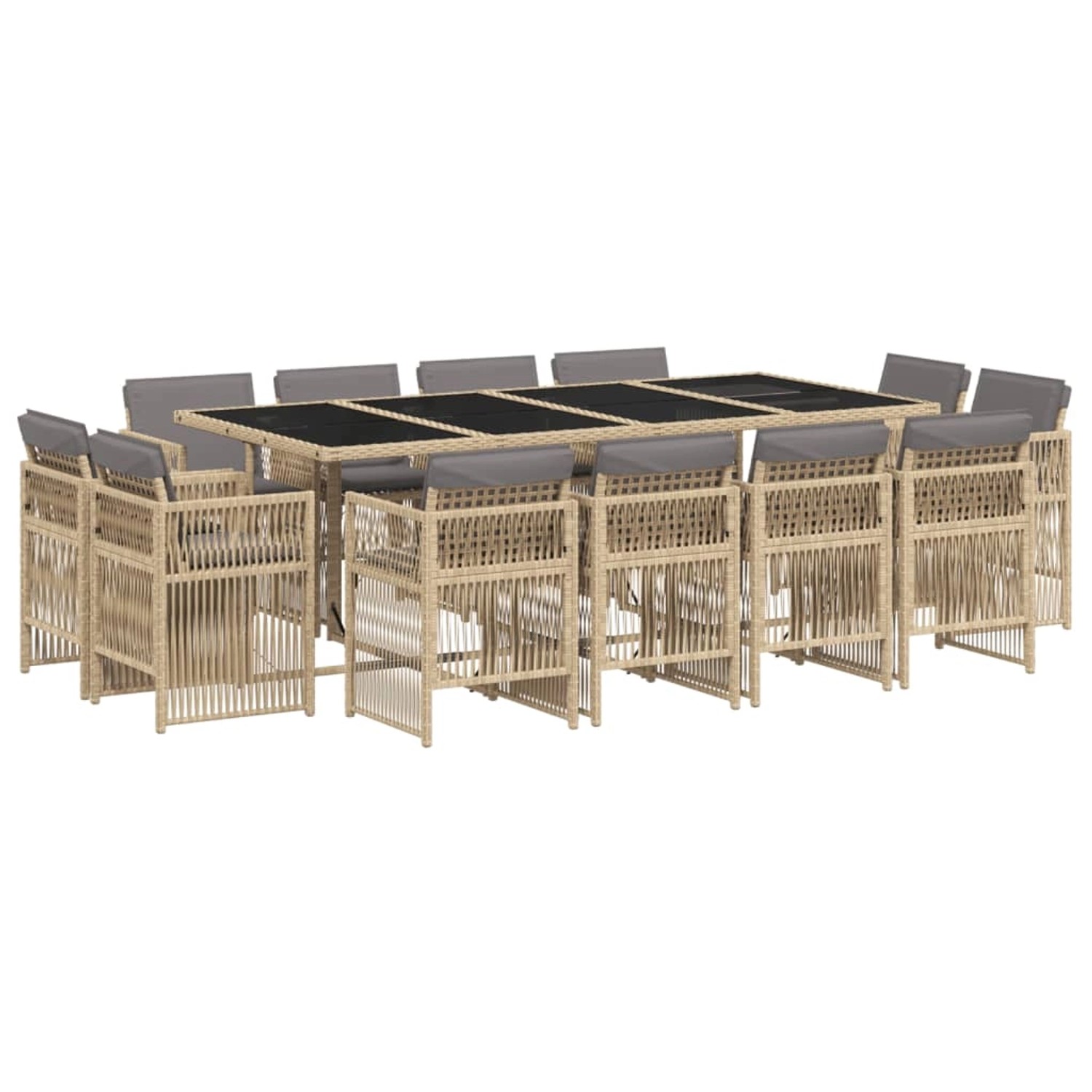 vidaXL 13-Tlg Garten-Essgruppe mit Kissen Beigemischung Poly Rattan 3211044 günstig online kaufen
