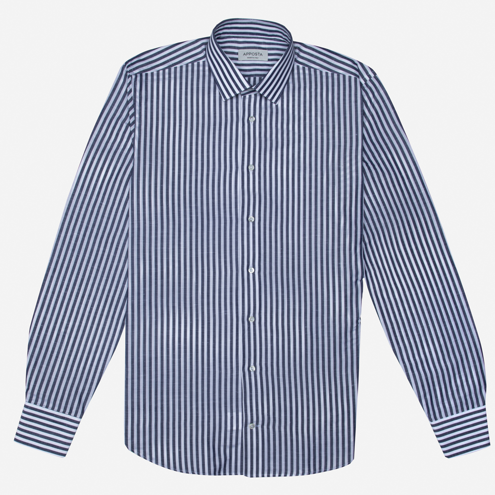 Hemd  streifen  marineblau baumwoll-leinen leinwandbindung, kragenform  mod günstig online kaufen