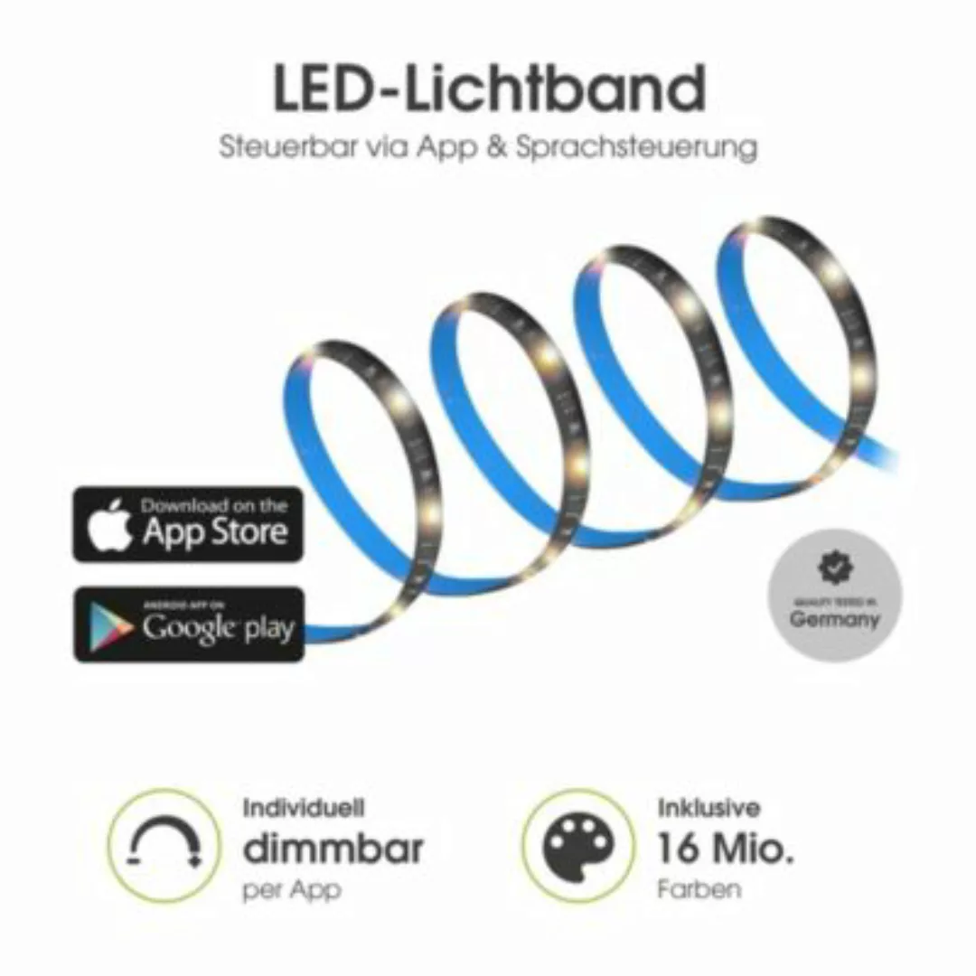 Xlayer LIGHTING Lichtband  Smart Echo LED Strip 3m Schwarz, Mehrfarbig Dimm günstig online kaufen