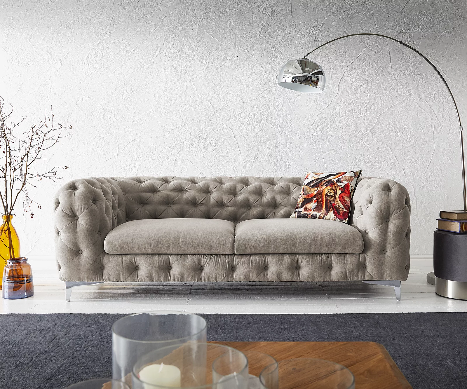 DELIFE 3-Sitzer Corleone, Beige 225x97 cm 3-Sitzer Couch günstig online kaufen