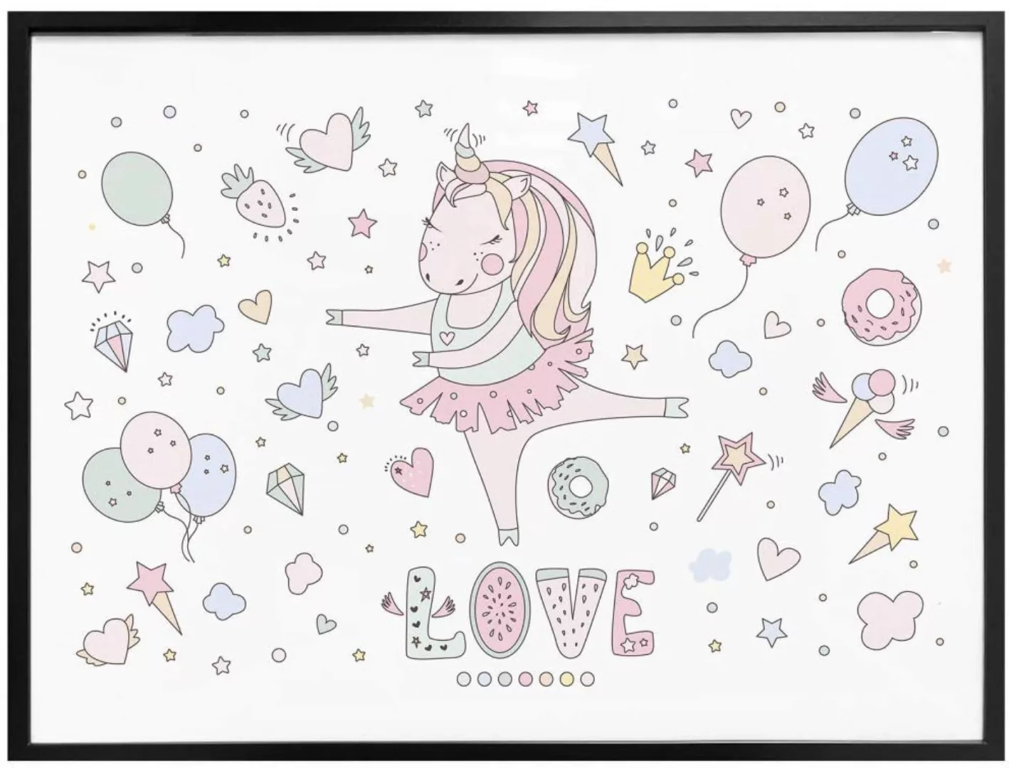 Wall-Art Poster »Ballerina Einhorn Kinder Party«, Kinder, (1 St.), Poster o günstig online kaufen