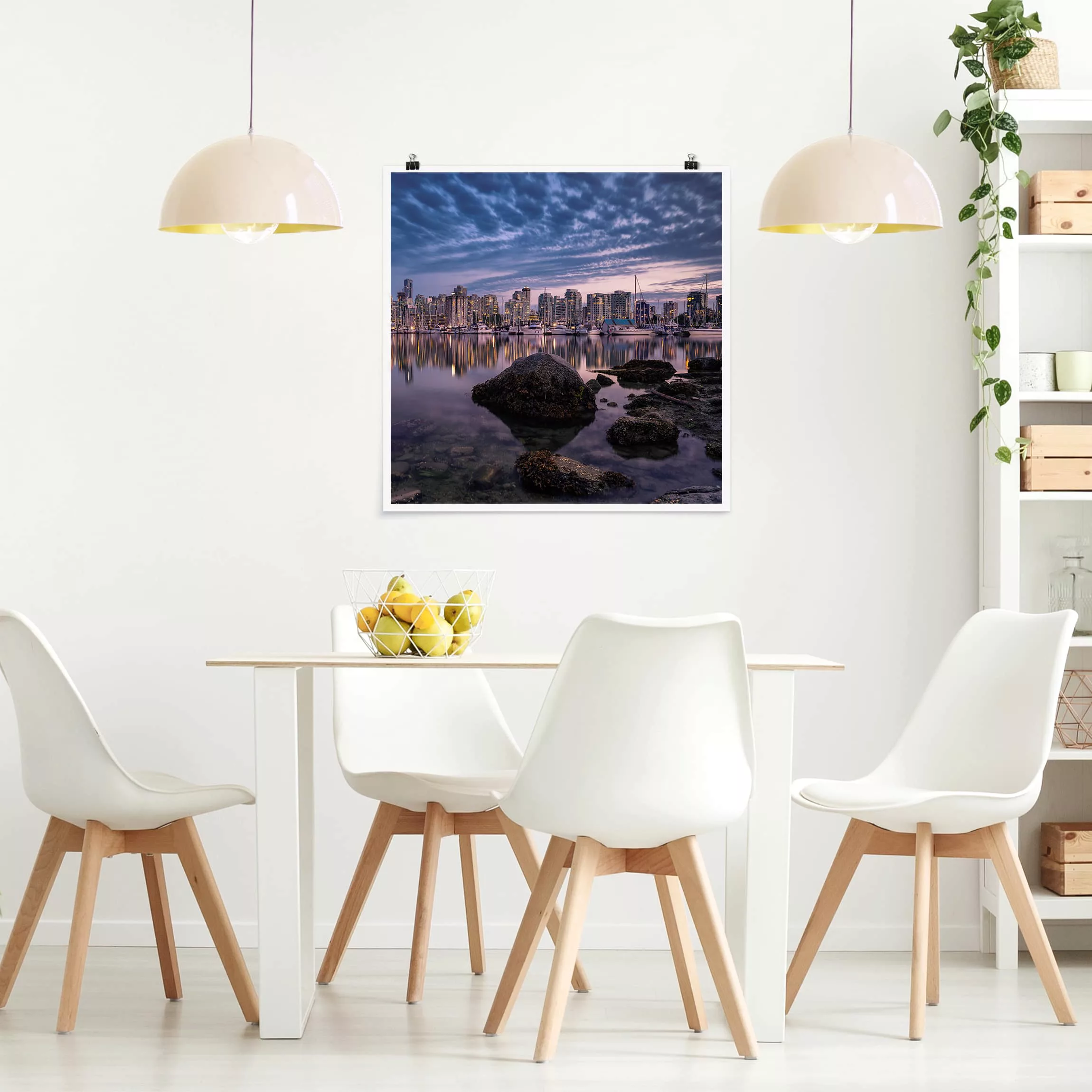 Poster Architektur & Skyline - Quadrat Vancouver im Sonnenuntergang günstig online kaufen