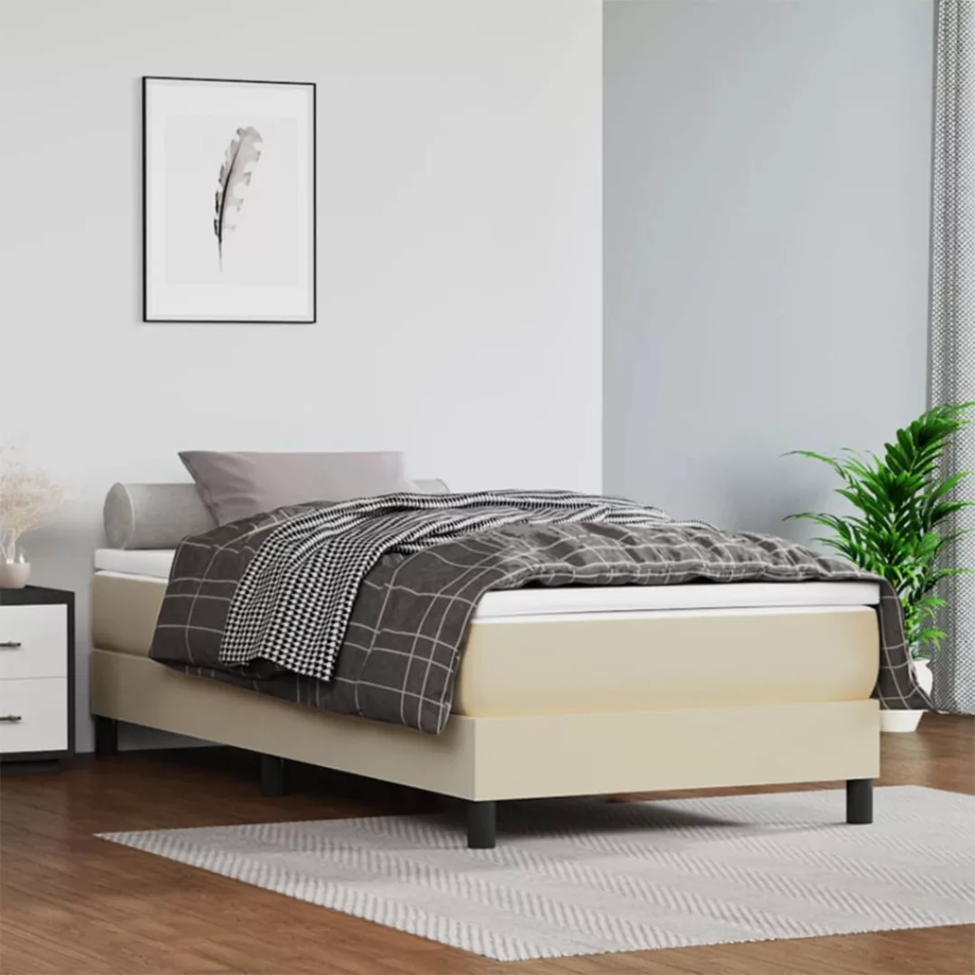 Vidaxl Boxspringbett Mit Matratze Creme 100x200 Cm Kunstleder günstig online kaufen