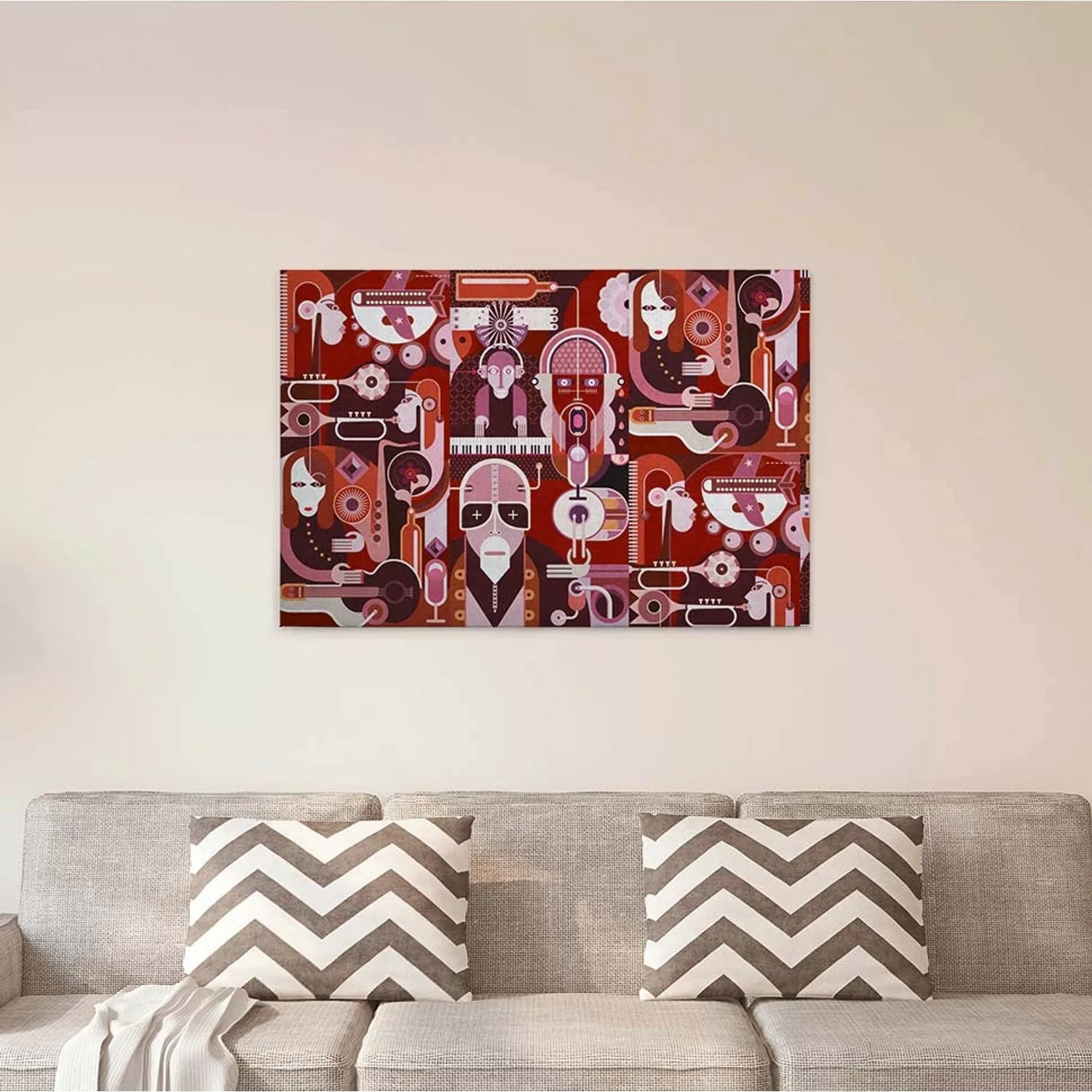 Bricoflor Jazz Bild Auf Leinwand In Orange Braun Retro Leinwand Bild Mit Mu günstig online kaufen