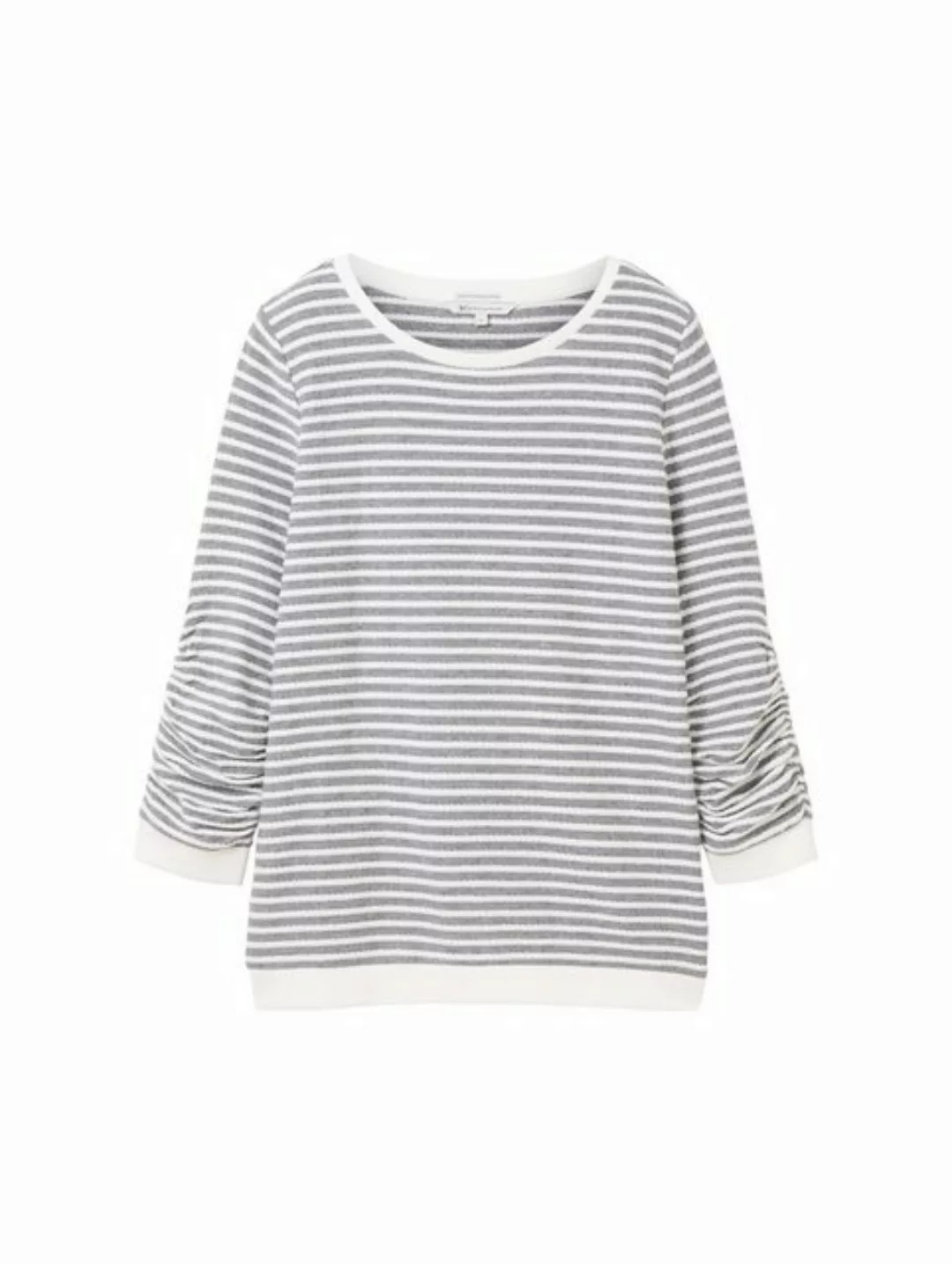 TOM TAILOR T-Shirt Gestreiftes Shirt Striped Jacquard Sweatshirt 6325 in Bl günstig online kaufen