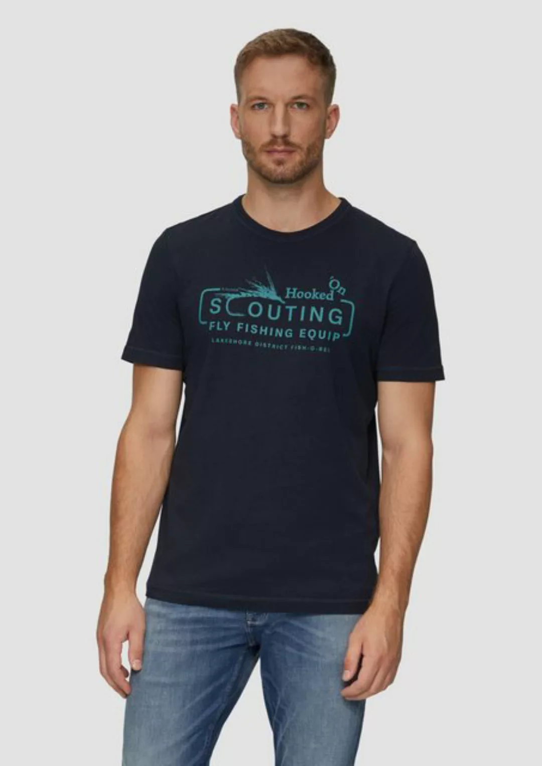 s.Oliver Kurzarmshirt Baumwollshirt mit Frontprint Artwork günstig online kaufen