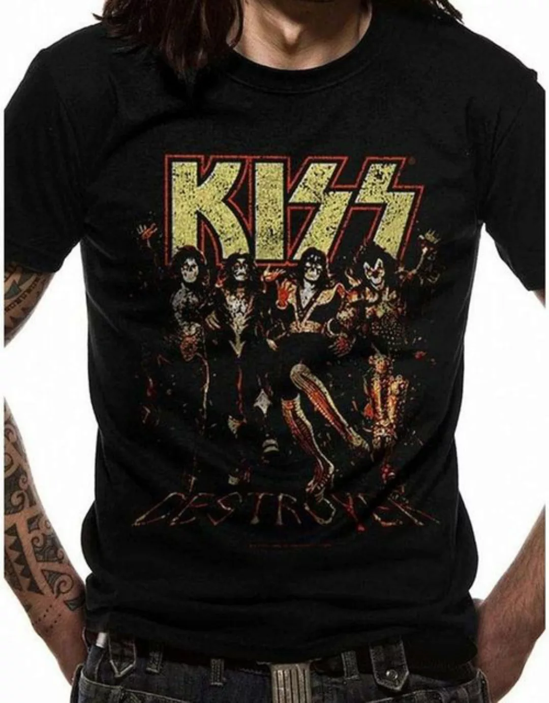 coole-fun-t-shirts Print-Shirt KISS T-Shirt Bandshirt Skull-Line Schwarz He günstig online kaufen