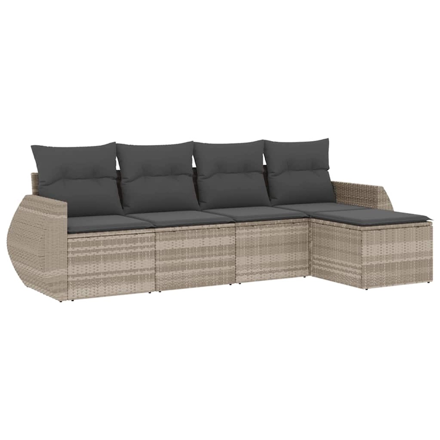 vidaXL 5-Tlg Garten-Sofagarnitur mit Kissen Hellgrau Poly Rattan 3253629 günstig online kaufen