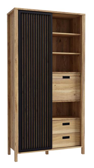 FORTE Highboard "Jytana", Höhe 200,3 cm, Schiebetüre mit Lamellenoptik, Mau günstig online kaufen