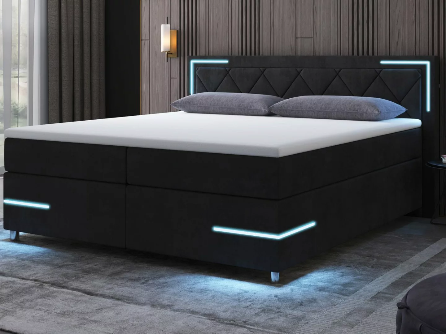 wonello Boxspringbett Arizona, mit LED Beleuchtung und Topper, wahlweise mi günstig online kaufen