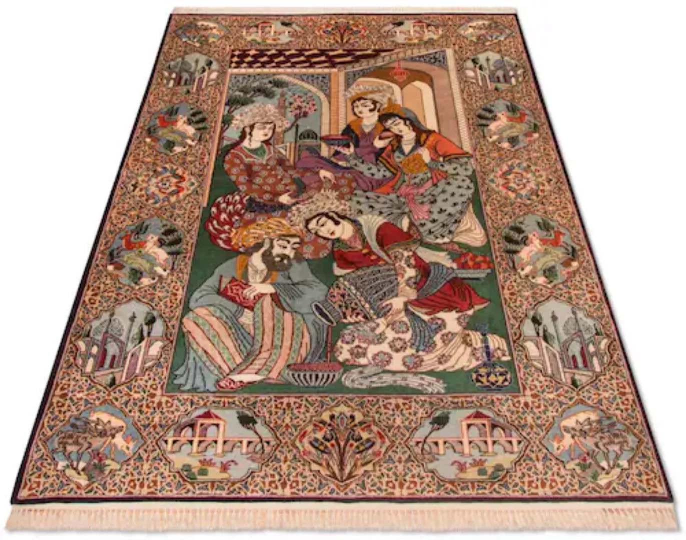 morgenland Teppich »Isfahan Teppich handgeknüpft mehrfarbig«, rechteckig günstig online kaufen