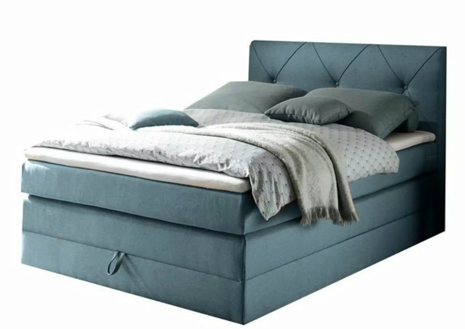 ED EXCITING DESIGN Boxspringliege (140 x 200 cm, Calgary 1 dunkelblau 140 c günstig online kaufen