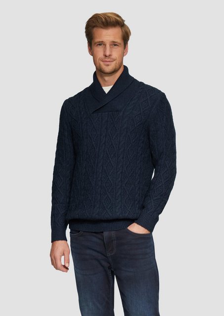 s.Oliver Strickpullover Schalkragenpullover mit Zopfmuster aus Wollmix Ripp günstig online kaufen