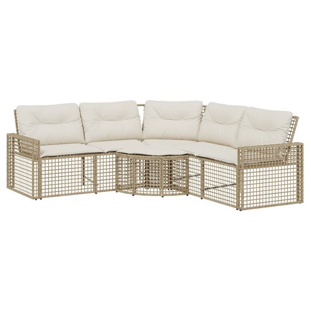 vidaXL Loungesofa Gartensofa in L-Form mit Kissen und Fußbank Beige Poly Ra günstig online kaufen