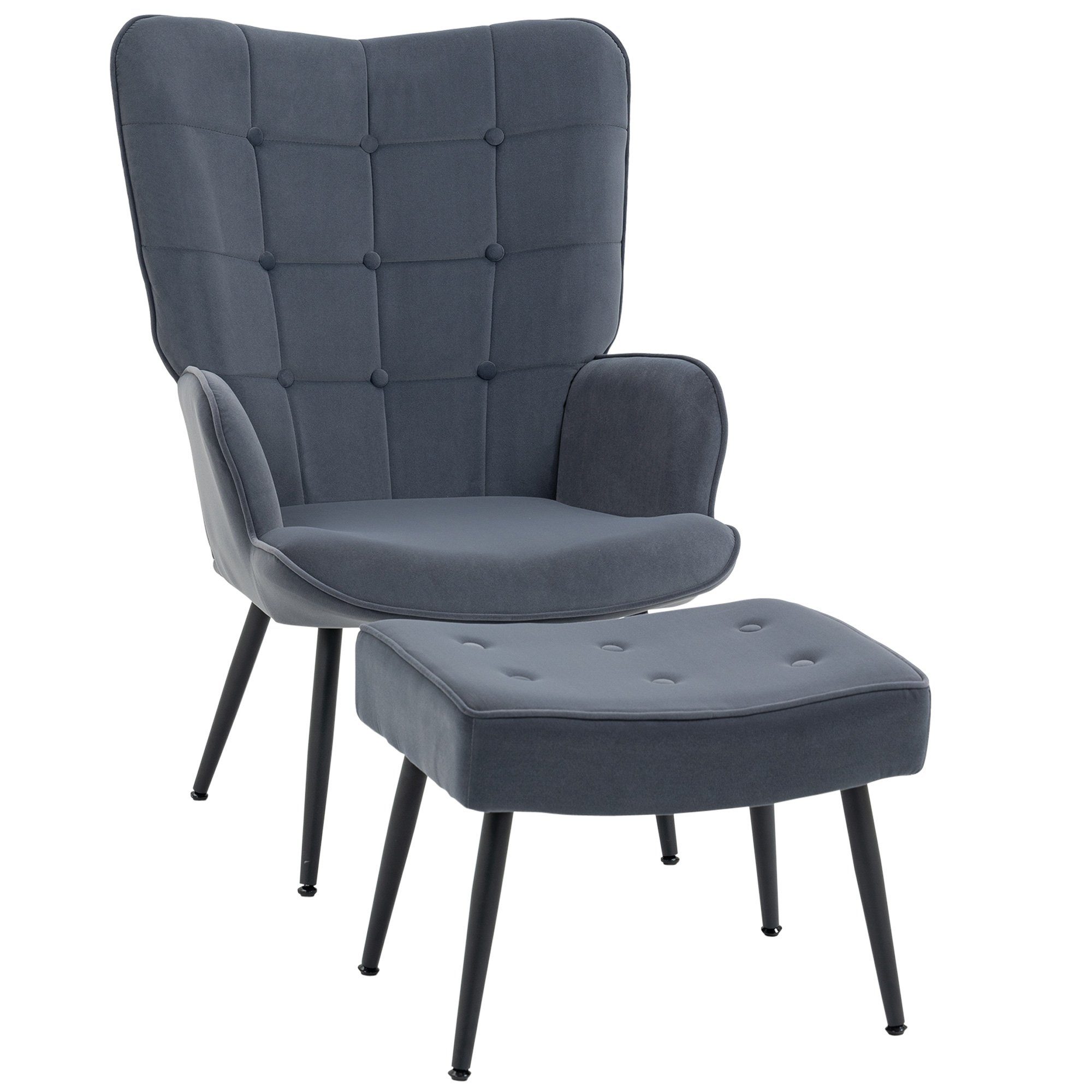HOMCOM Relaxsessel Loungesessel mit Hocker, Armlehnstuhl günstig online kaufen